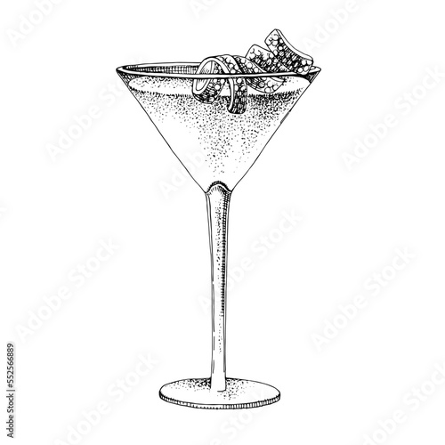 Hand drawn illustration of cocktail Cosmopolitan