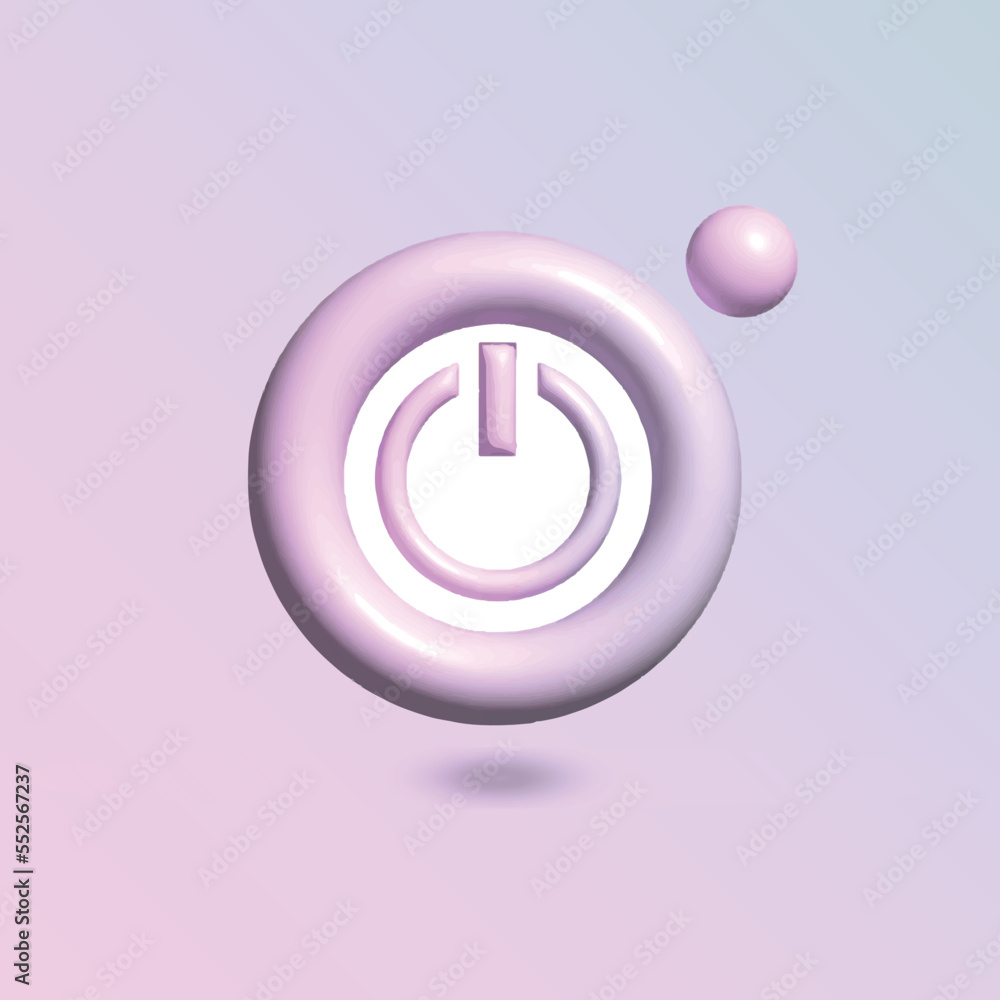 Power button Icon with in circle bright pastel color in 3d style realistic vector art Power button Icon with in circle bright pastel color in 3d style realistic vector art