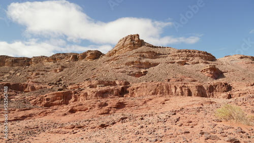 Rock and red terrain  in the national geological Timna park  Israel