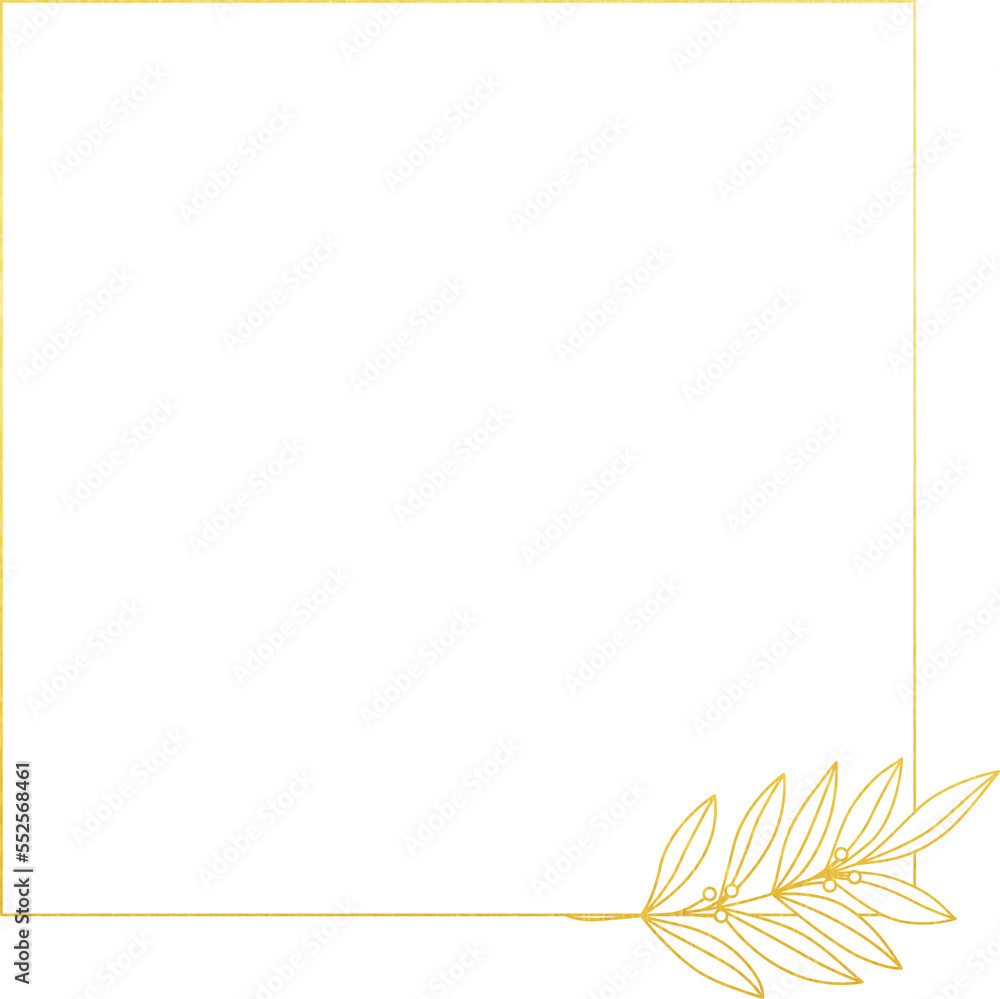 Obraz premium Gold Foil Square Leaves Frame 