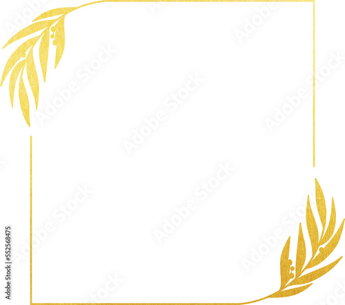 Gold Foil Square Leaves Frame 