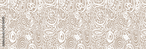 Grunge doodles pattern. Modern fabric design. Tribal ornament seamless pattern. Grunge ethnic background. Contemporary ornaments pattern. 80s, 90s clothes fabric. Boho hippie style.