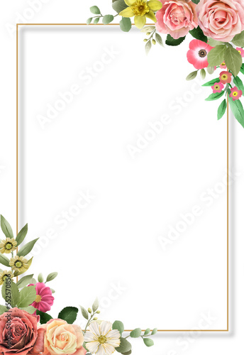 colorfull floral wedding invitation card
