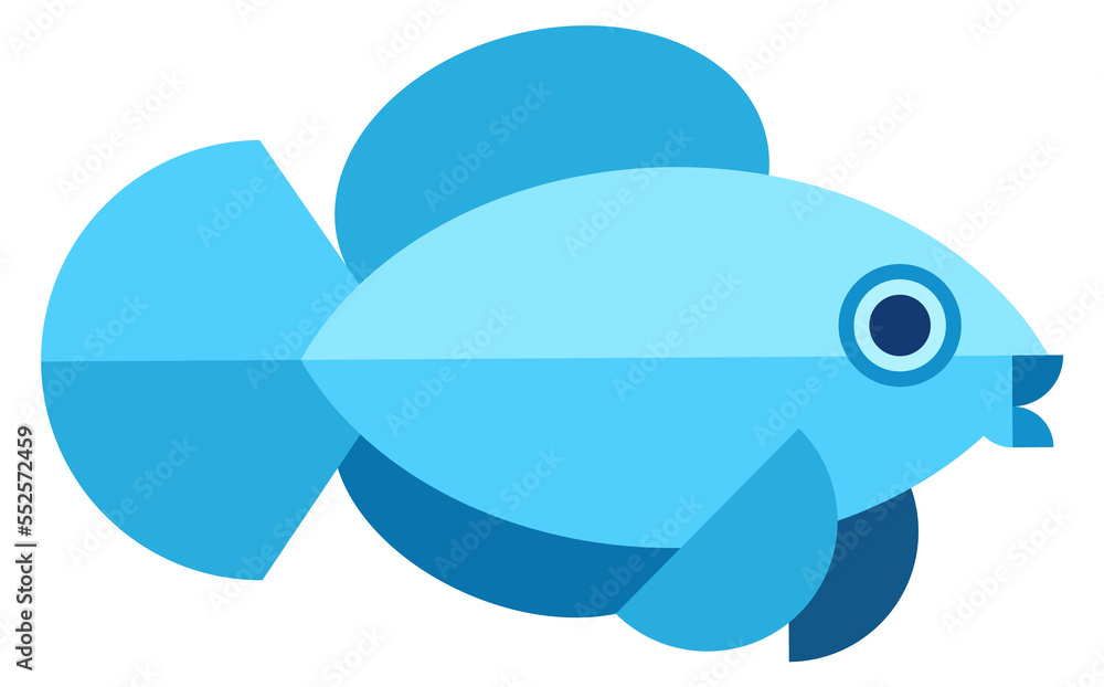 Blue fish flat icon. Marine fauna symbol Blue fish flat icon. Marine fauna symbol