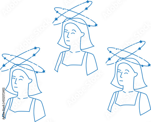 Dizziness icon, sickness line icon blue vector