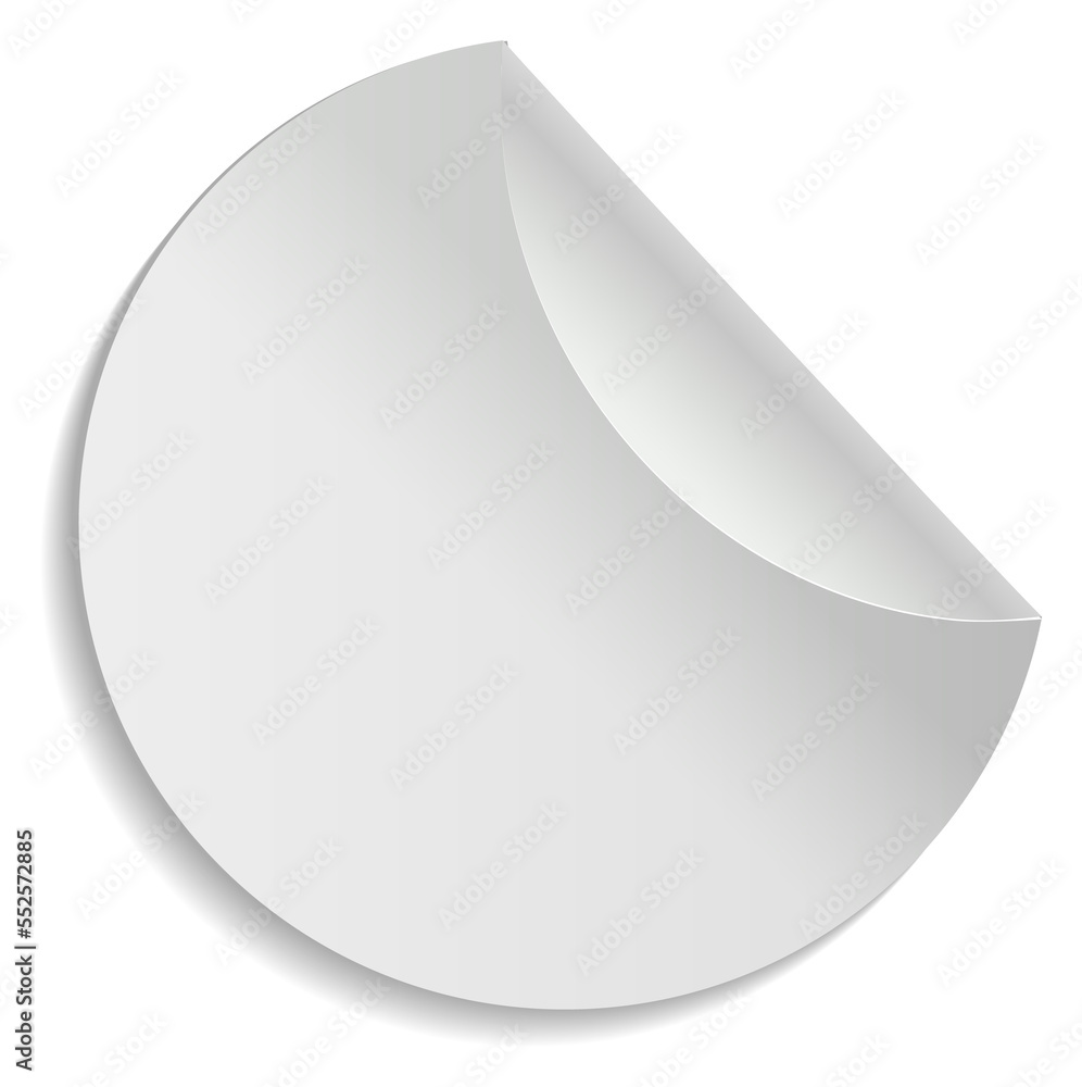 Round sticker with curled edge. Realistic paper mockup Round sticker with curled edge. Realistic paper mockup