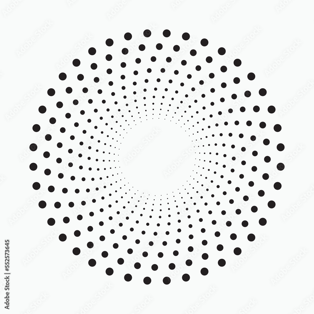 Abstract dotted circles. Halftone dots in circular form. Vector logo. Design element for various purposes.	