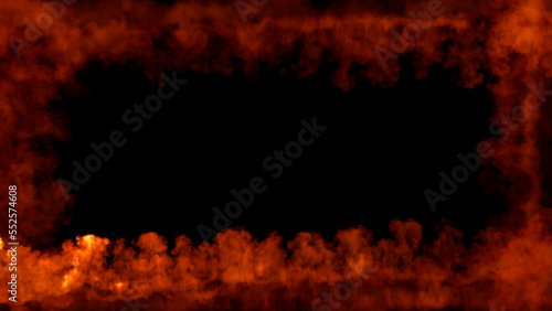 Square burning frame of blazing fire trails, isolated - object 3D illustration