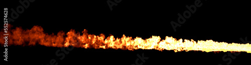 nice blazing line of fire on black, isolated - object 3D rendering
