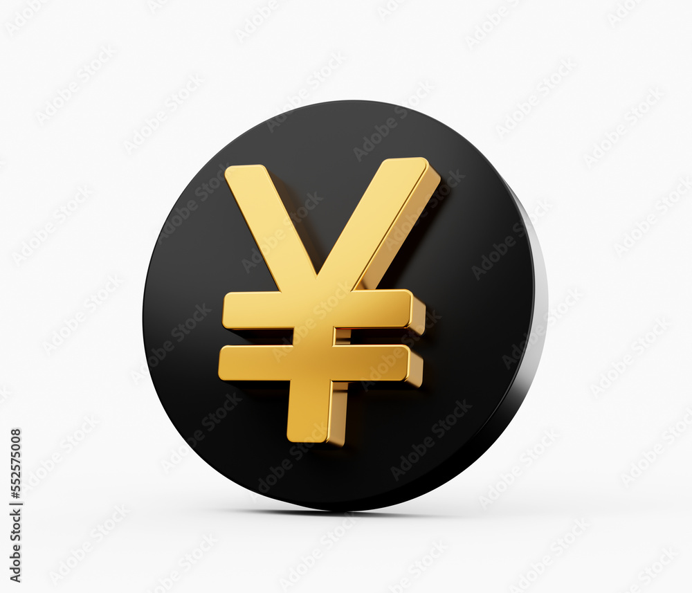 Yen Symbol made of gold with reflection isolated on white background. 3d illustration Yen Symbol made of gold with reflection isolated on white background. 3d illustration