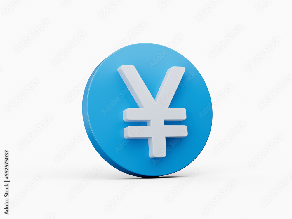 3d Yen symbol Blue White colors 3d illustration 3d Yen symbol Blue White colors 3d illustration