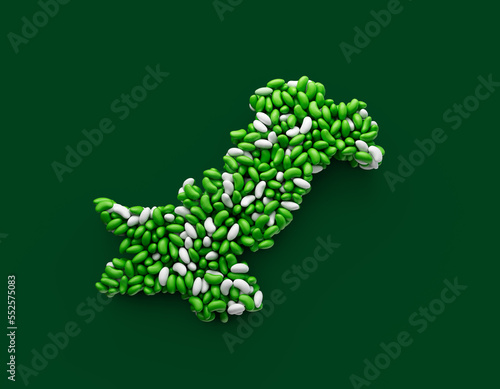 Sugar coated candies making Pakistan Map 3d illustration