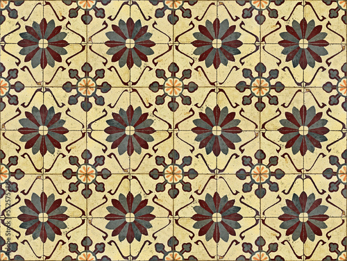 Obraz na płótnie Ancient hydraulic tiles on floor in Teresopolis, Rio de Janeiro, Brazil w salonie
