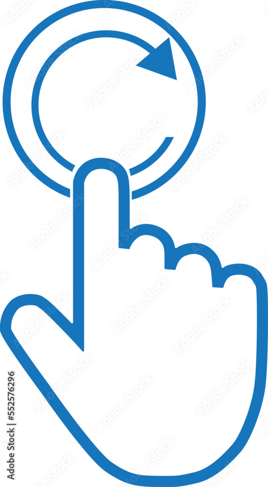 Click icon, hand cursor icon blue vector