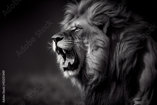 black and white lion portrait © zedtox