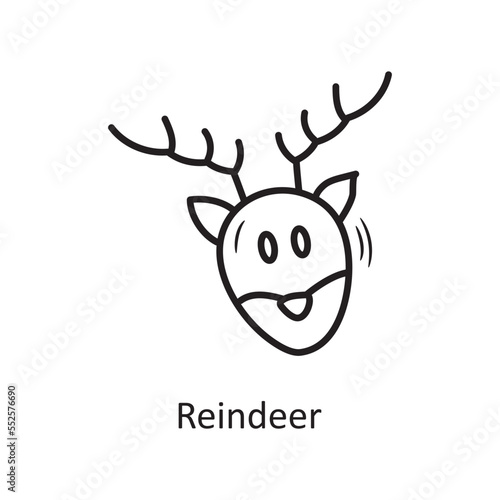 Reindeer vector outline Icon Design illustration. Christmas Symbol on White background EPS 10 File