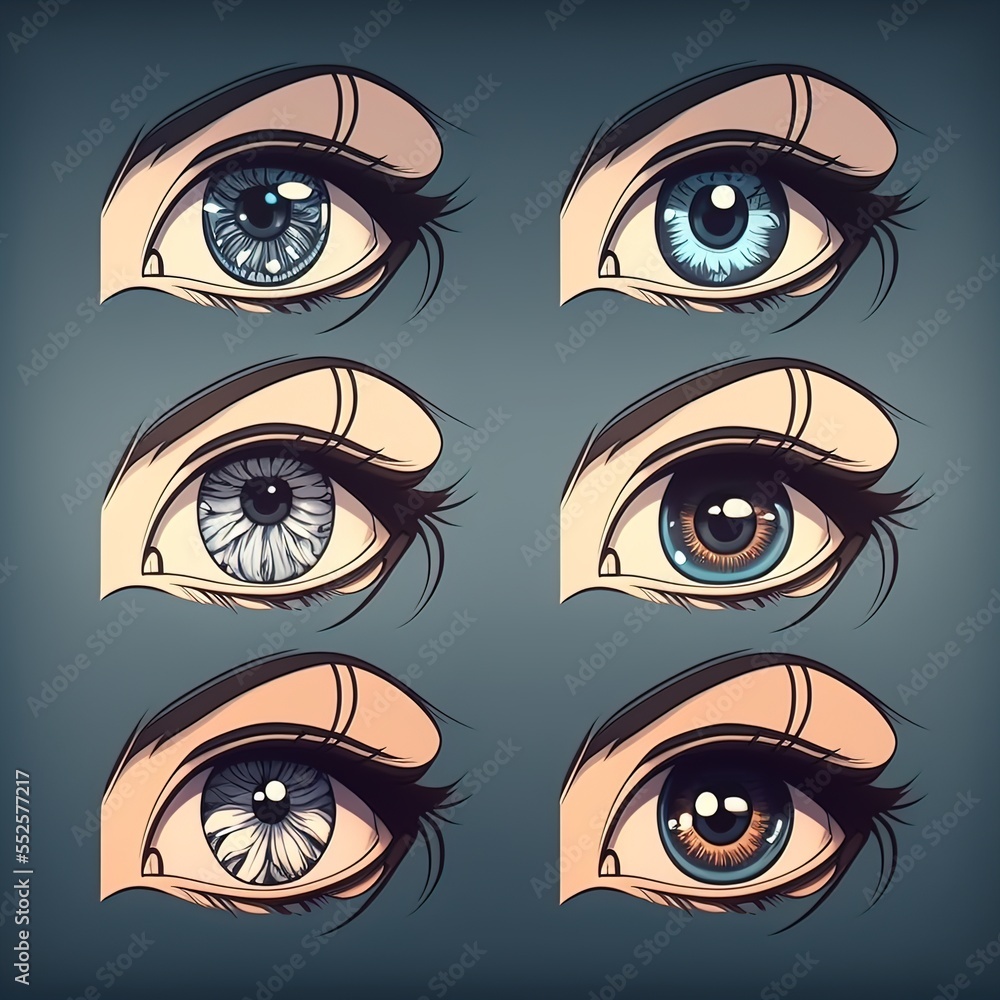 Image of Asian eyes. Manga style. Japanese cartoon comic concept. Anime