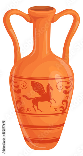 Ancient greek jug. Ceramic old cartoon vessel