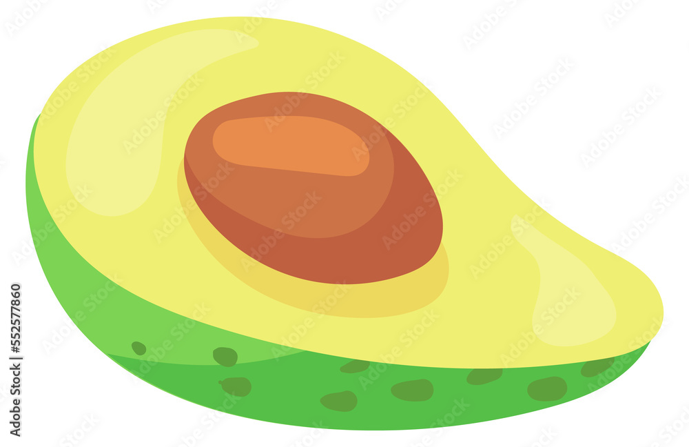 Avocado half cut. Cartoon healthy food icon Avocado half cut. Cartoon healthy food icon