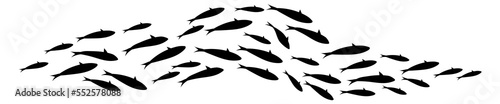 Fish group swim curve. Underwater school icon