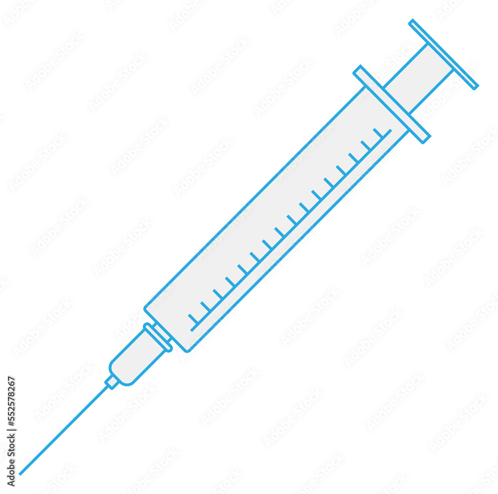 Syringe icon. Medical shot blue line symbol Syringe icon. Medical shot blue line symbol