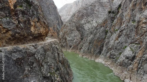 Wallpaper Mural River Euphrates running through Dark Canyon (Karanlik) of Kemaliye in Erzincan, Turkey. Drone footage 4K. Torontodigital.ca