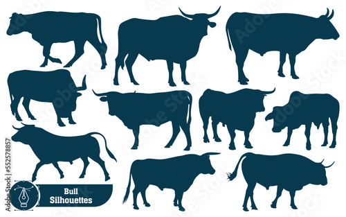 Collection of Bull Silhouette in different poses