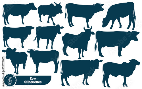Collection of Cow Silhouettes in different poses