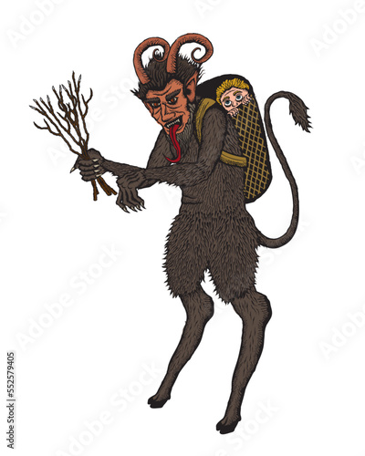 Vintage style vector illustration of Krampus