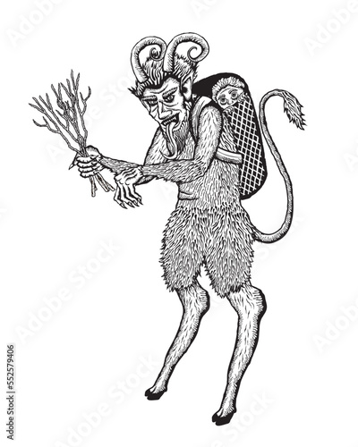 Vintage style vector illustration of Krampus