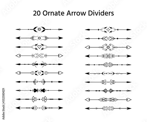 Decorative arrows text dividers, vignettes