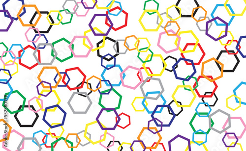The colorful hexagon is overlapping on the white background.
