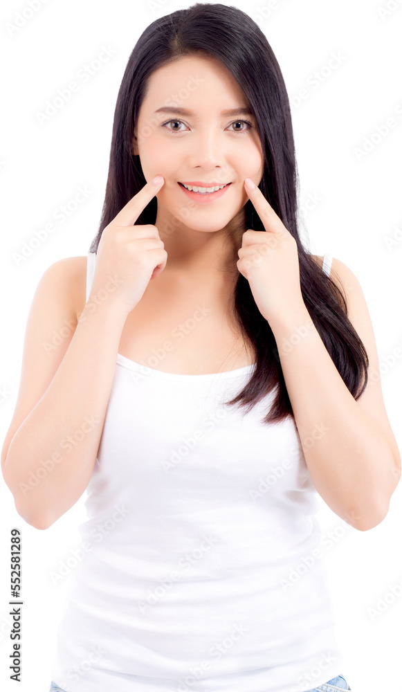 Portrait of beautiful asian woman makeup of cosmetic - girl hand touch cheek and smile on attractive face with skin healthcare concept. Portrait of beautiful asian woman makeup of cosmetic - girl hand touch cheek and smile on attractive face with skin healthcare concept.