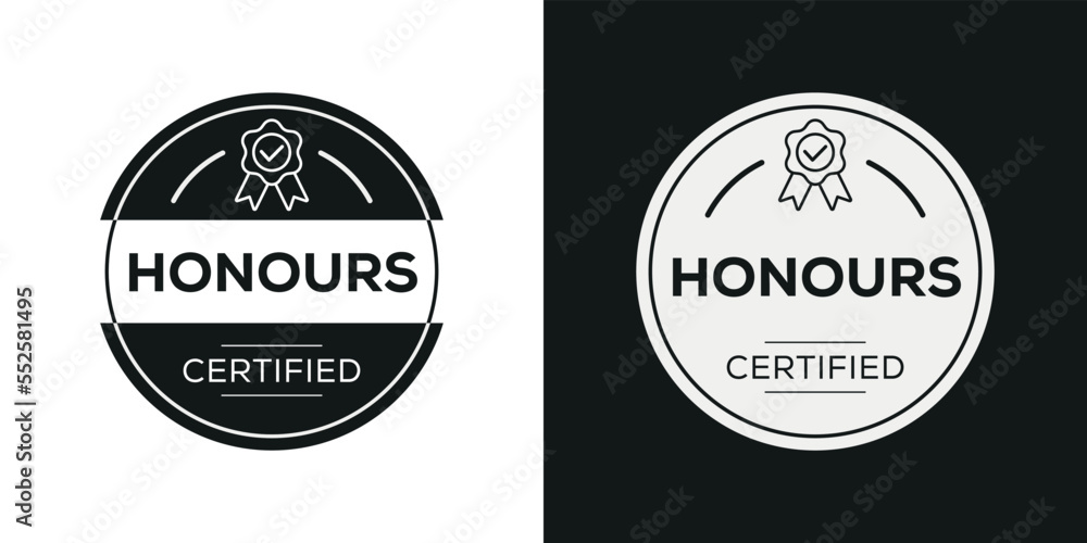 Creative (Honours) Certified badge, vector illustration.