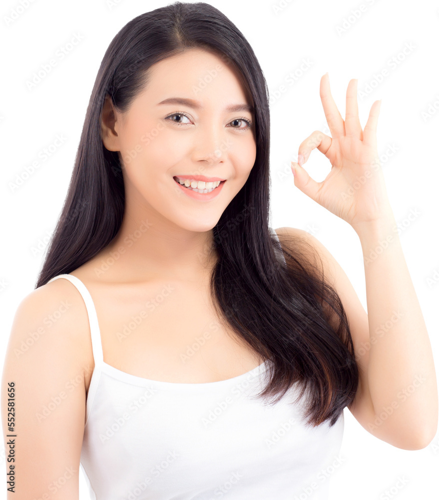 Portrait of beautiful asian woman makeup of cosmetic, beauty of girl with face smile and gesture ok attractive, perfect with wellness and healthcare concept. Portrait of beautiful asian woman makeup of cosmetic, beauty of girl with face smile and gesture ok attractive, perfect with wellness and healthcare concept.