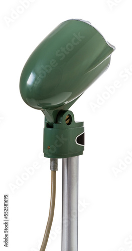 Green vintage microphone on white background (PNG)