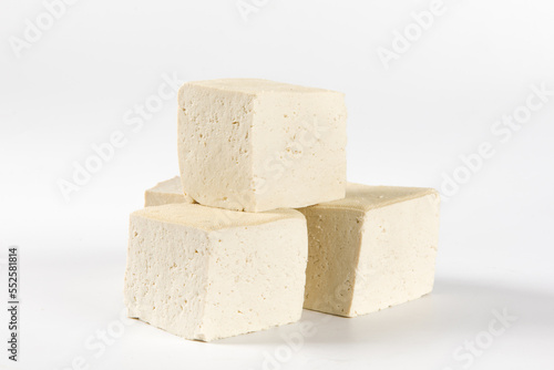  traditional food Raw Soy Tofu isolated on white background
