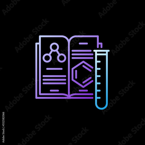 Test Tube with Chemistry Open Purple Book vector concept line icon
