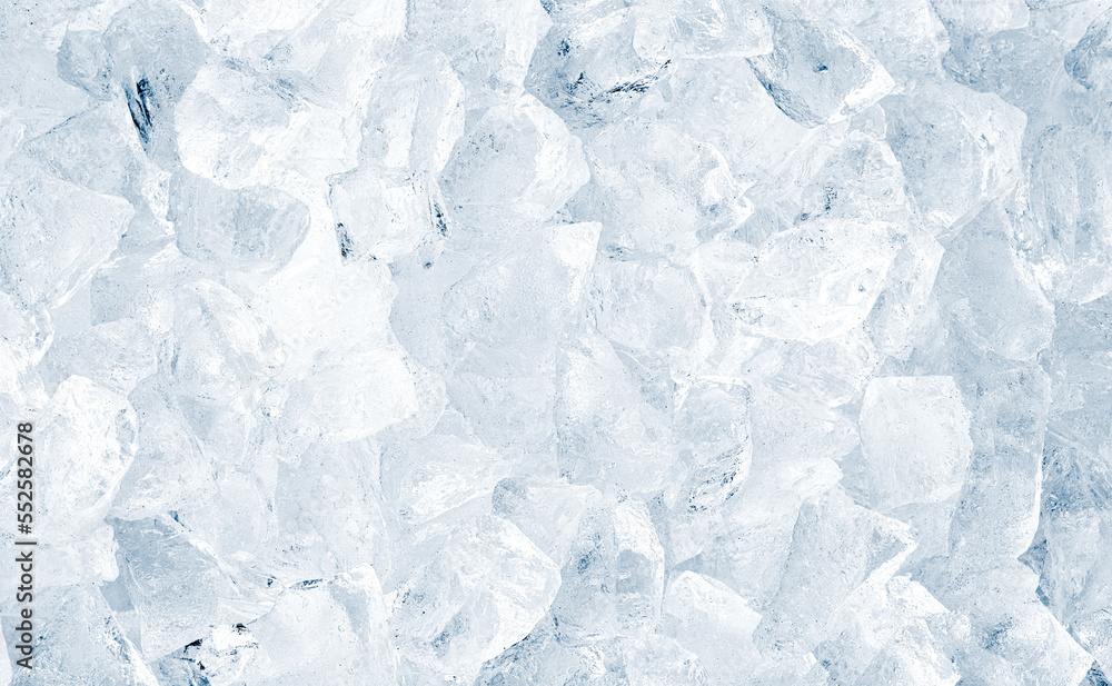Natural crystal clear heap of crushed ice, ice cubes on the white surface background. Natural crystal clear heap of crushed ice, ice cubes on the white surface background.