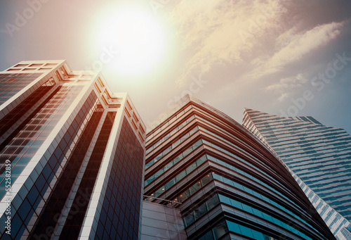 Low angle view of beautiful buildings on sunny day