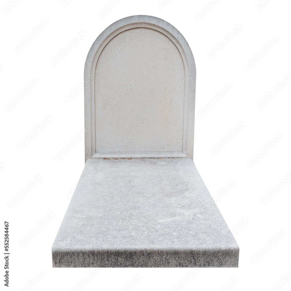 Blank gravestone tombstone grave stone from marble in PNG isolated on