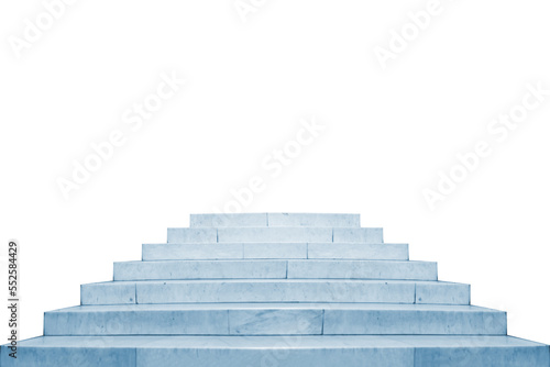 Marble blue staircase with stairs in PNG isolated on transparent background