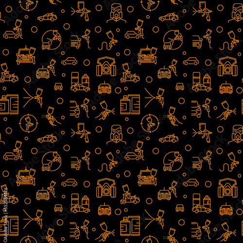 Auto Body Spray Painting vector dark outline seamless pattern