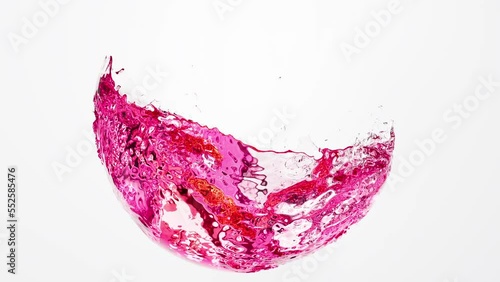 Pink liquid splash on white background isolated 3D render photo