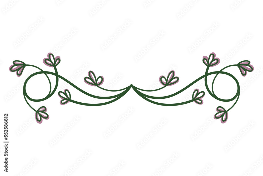 Green text divider, page separators design. Line border, laurel, organic frame with plant. Floral decorative element. Natural flourishes, curve line collection isolated on white Green text divider, page separators design. Line border, laurel, organic frame with plant. Floral decorative element. Natural flourishes, curve line collection isolated on white