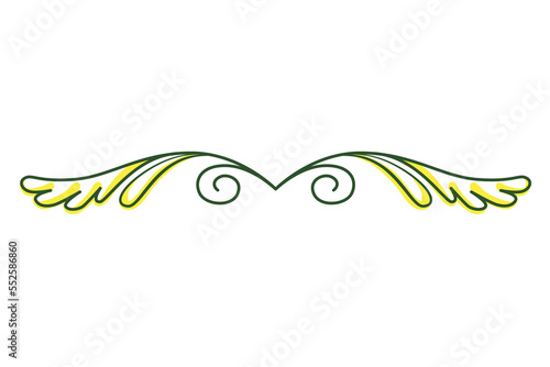 Green text divider, page separators design. Line border, laurel, organic frame with plant. Floral decorative element. Natural flourishes, curve line collection isolated on white