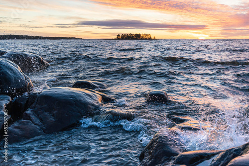 Sunset over the sea. Fäboda, Finland