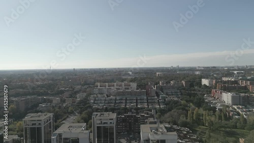 Aerial shooting city of Rome with drone
