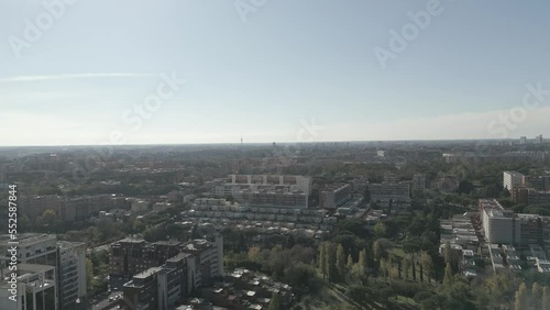 Aerial shooting city of Rome with drone