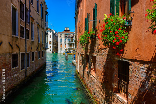 Fotografering Narrow canal in Venice, Italy